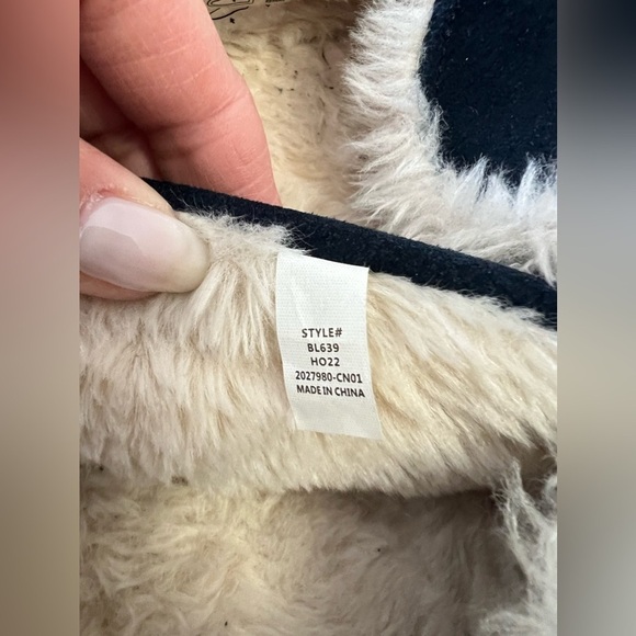 J.Crew Slippers Mens Size 12 Navy Suede Faux Shearling Lined Slip On - Picture 6 of 11